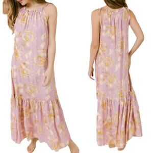 La Roque Sullivan Poly Crinkle Tie Dye Tiered Maxi Dress Lilac Womens Size Large